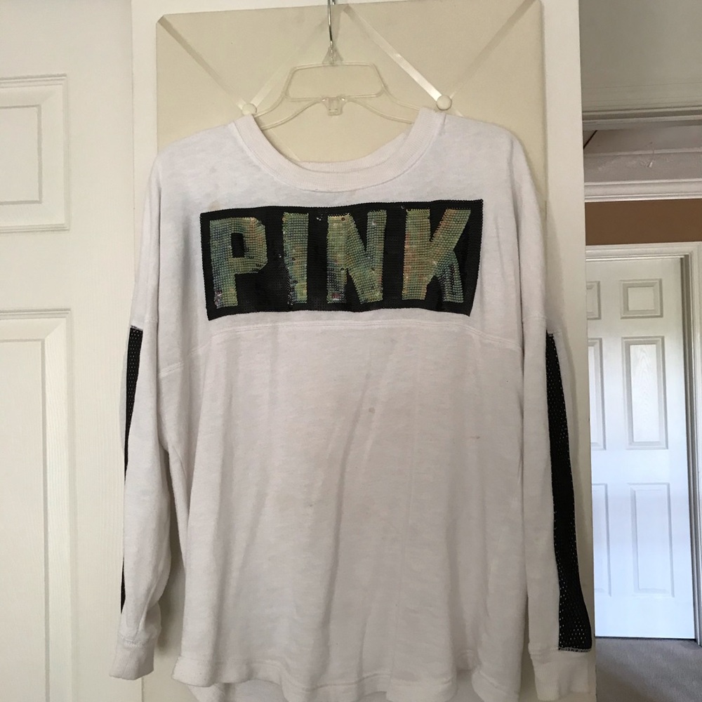 🤍White & Black  PINK SequinTop🤍